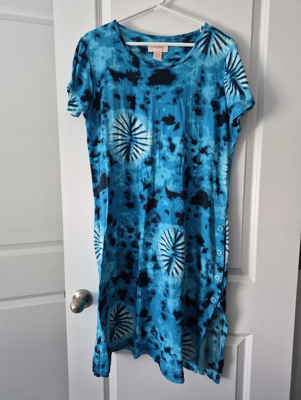 Turquoise & Navy Tie-Dye Dress